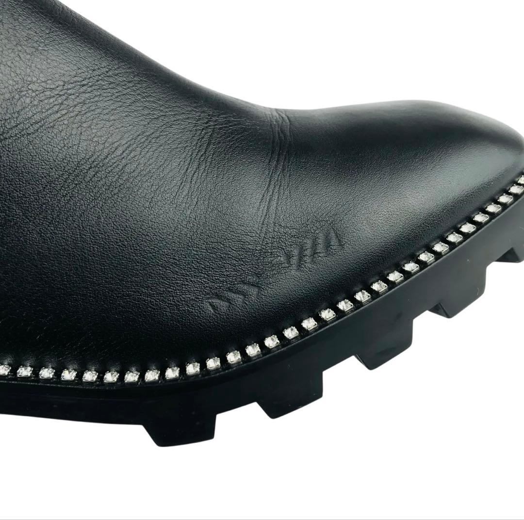 JIMMY CHO クリスタル レザーサイドジップ ショートブーツ(39）