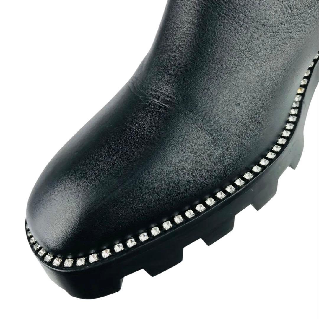 JIMMY CHO クリスタル レザーサイドジップ ショートブーツ(39）