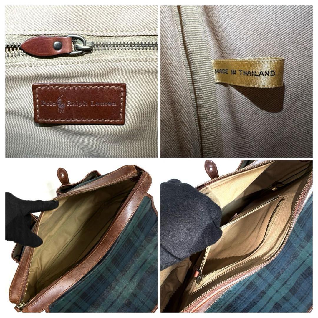【美品】ポロ ラルフローレン PVC レザー メッセンジャーバッグ チェック