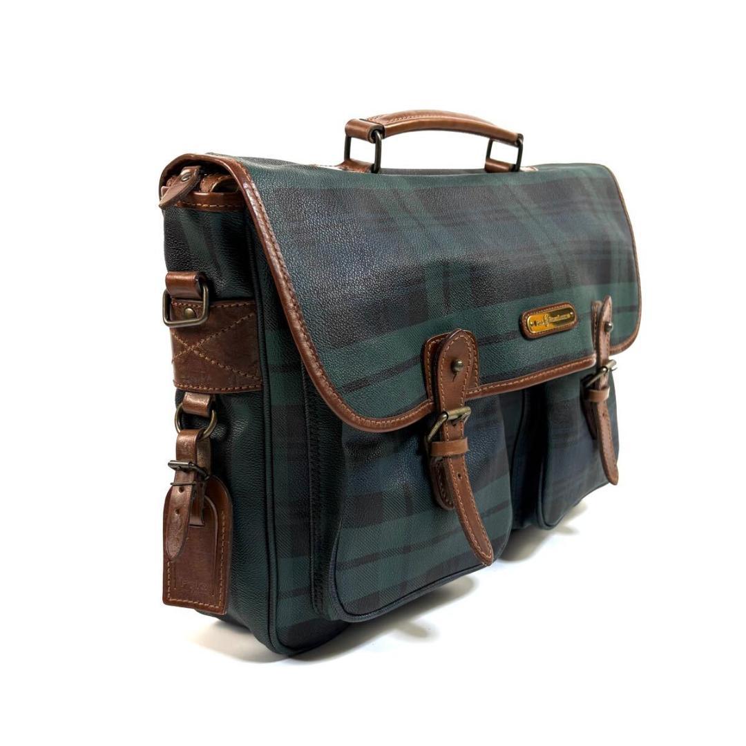 【美品】ポロ ラルフローレン PVC レザー メッセンジャーバッグ チェック