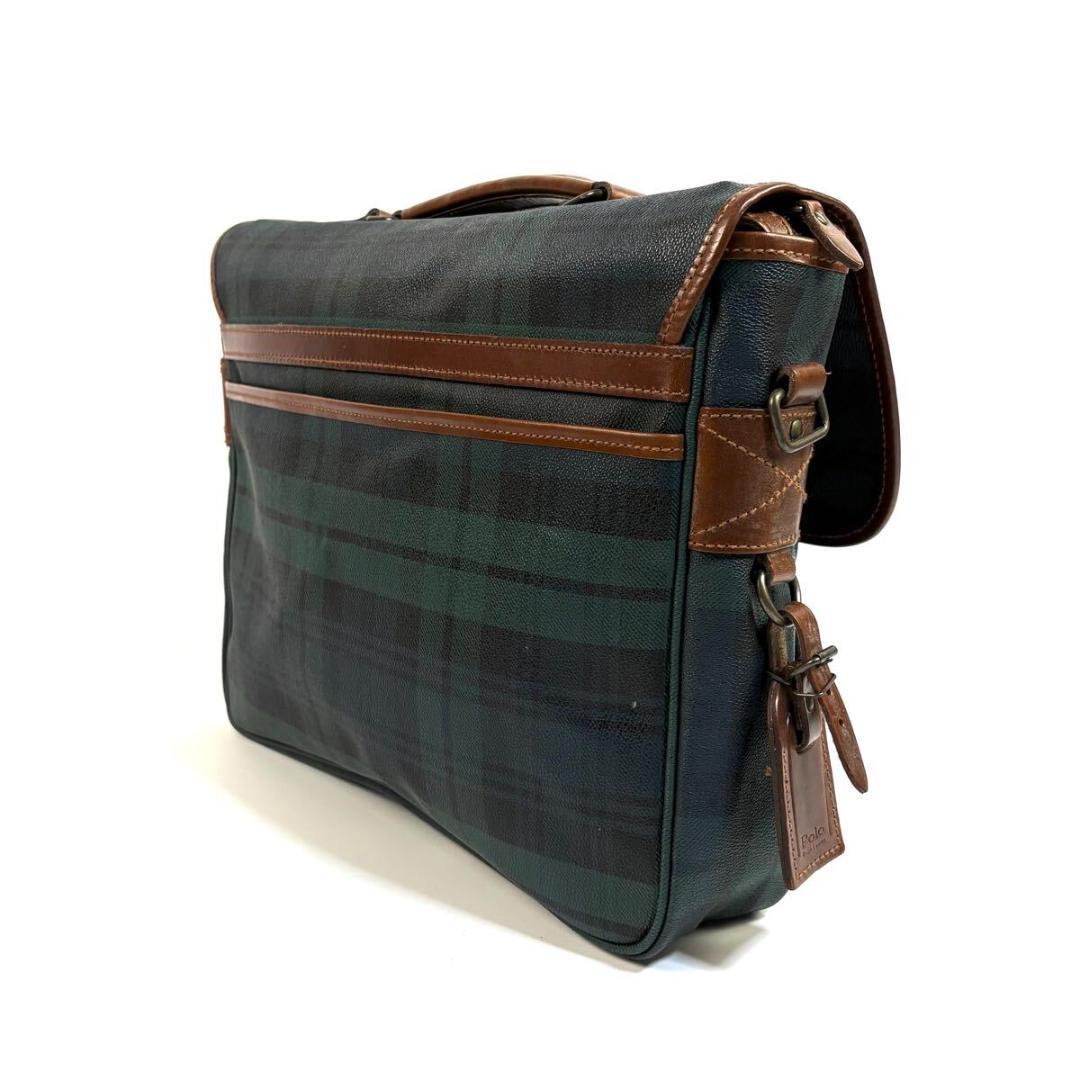 【美品】ポロ ラルフローレン PVC レザー メッセンジャーバッグ チェック