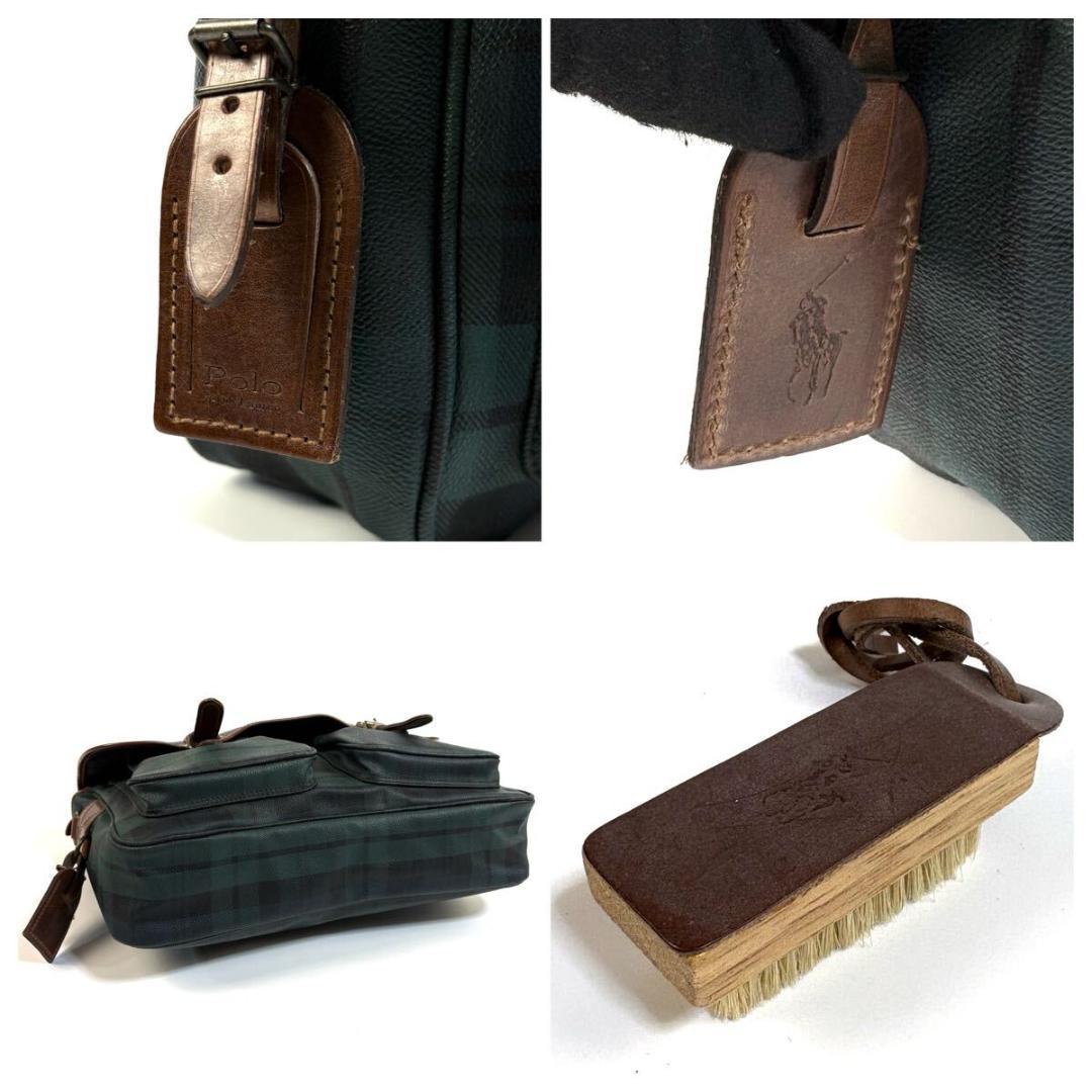 【美品】ポロ ラルフローレン PVC レザー メッセンジャーバッグ チェック