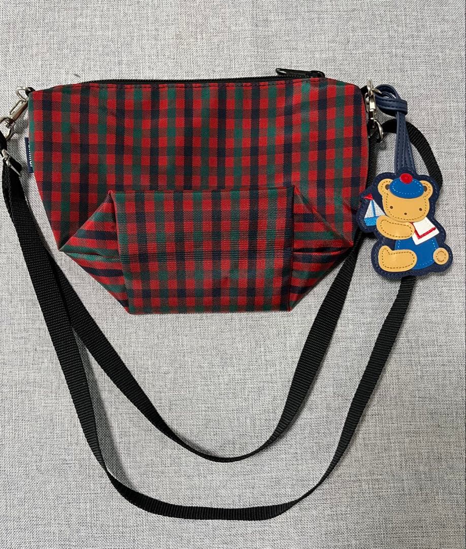 ファミリア　ポシェット　ショルダーバッグ　赤チェック　XF