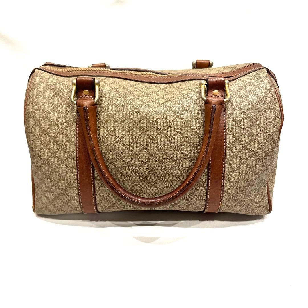 CELINE セリーヌ ミニボストンバッグ マカダム柄 トリオンフ ベージュ