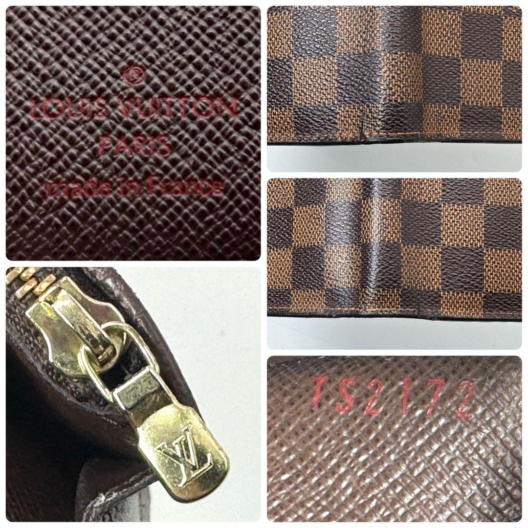 良品 ルイヴィトン ダミエ エベヌ ポルトフォイユ ブラザ 財布 二つ折り 茶色