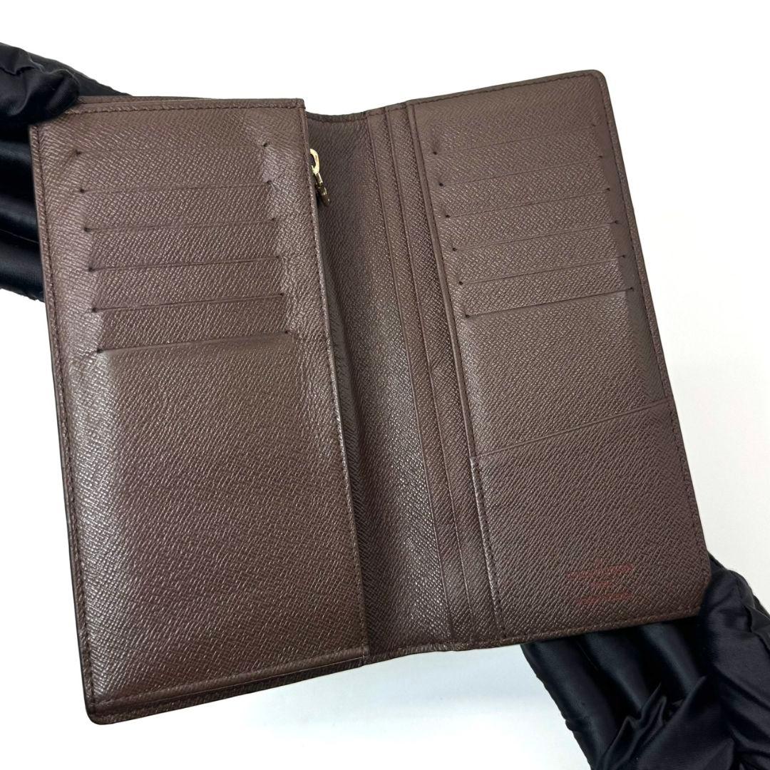 良品 ルイヴィトン ダミエ エベヌ ポルトフォイユ ブラザ 財布 二つ折り 茶色