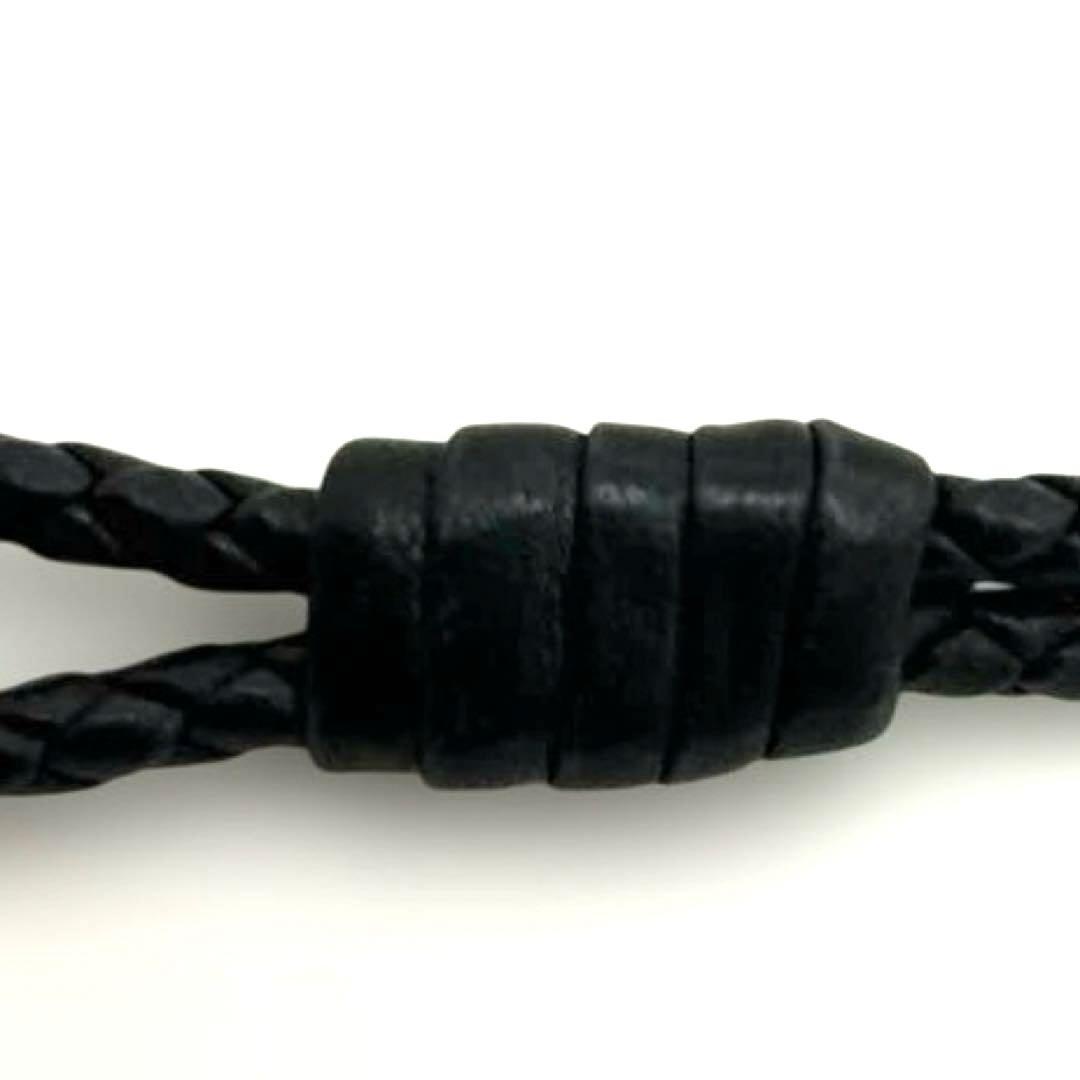 Bottega Veneta レザー ネックストラップ イントレチャート 黒