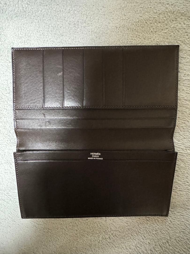 エルメス　ブラウン レザー 長財布
