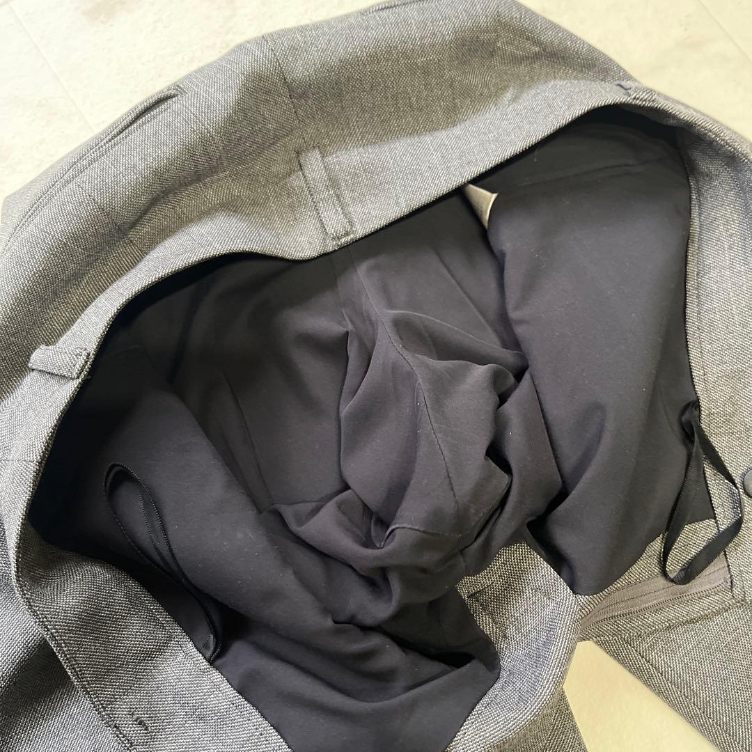 極美品　インディヴィ ノーカラー スーツセットアップ 38 現行　グレー　洗える