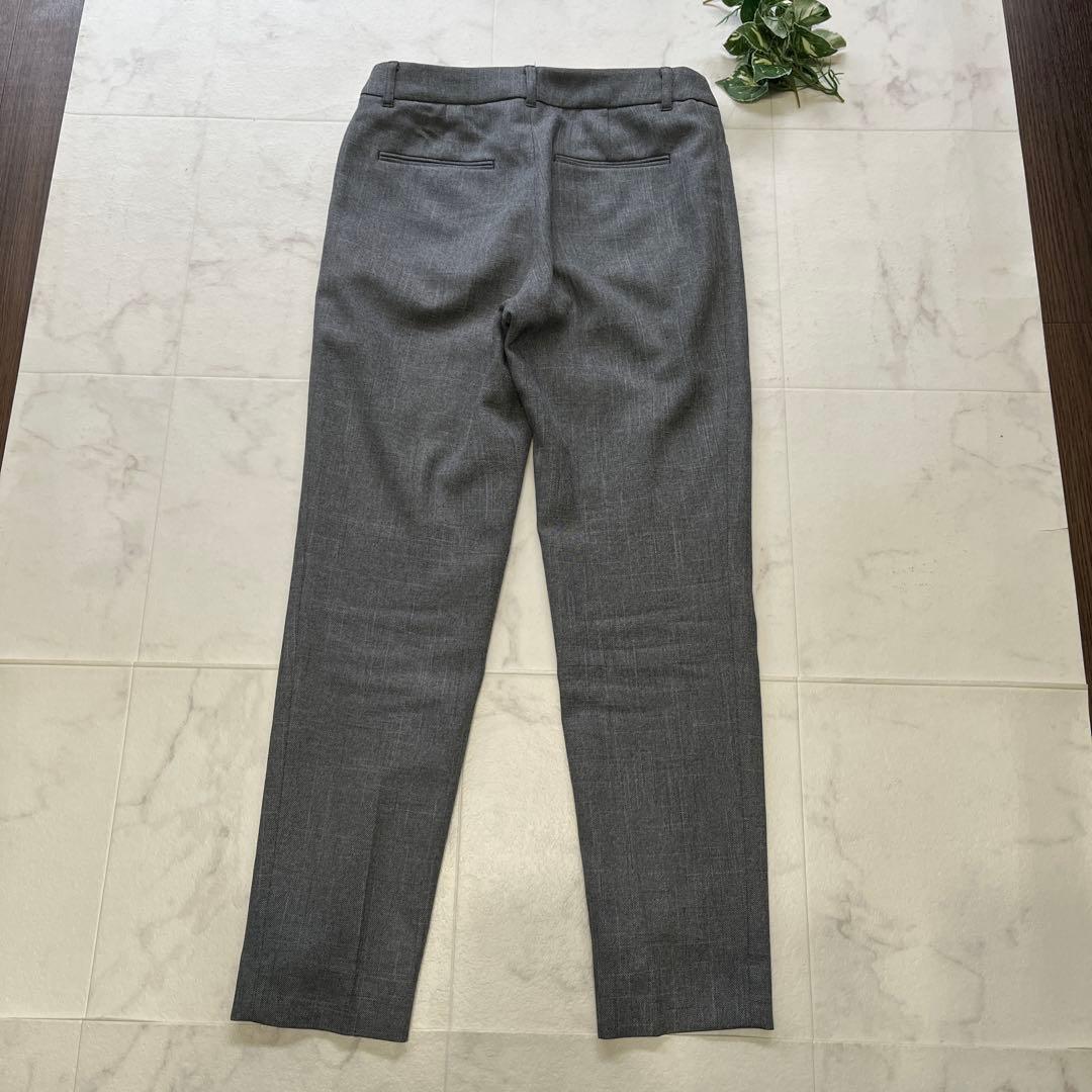 極美品　インディヴィ ノーカラー スーツセットアップ 38 現行　グレー　洗える