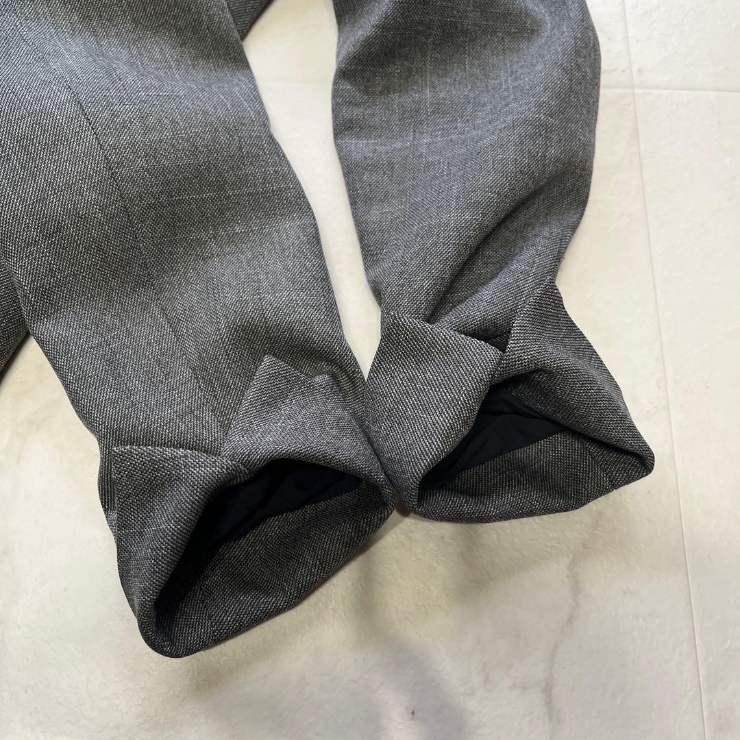 極美品　インディヴィ ノーカラー スーツセットアップ 38 現行　グレー　洗える