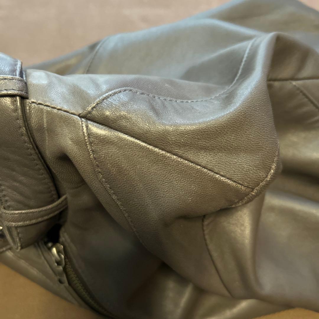 ヒステリックグラマー　グレー　レザー シングルライダースジャケット