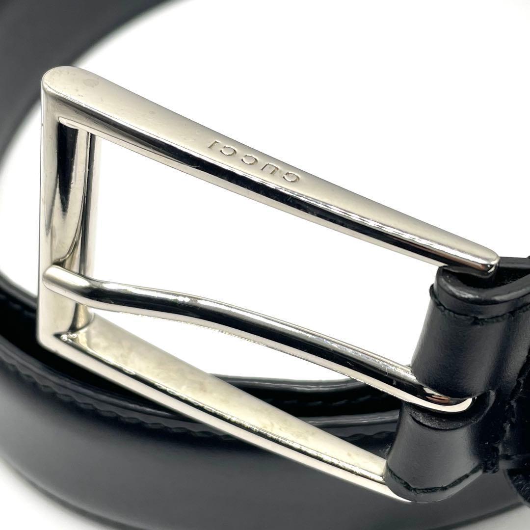 ✨良品✨GUCCI グッチ レザー ベルト GGロゴ ビジネス メンズ ブラック