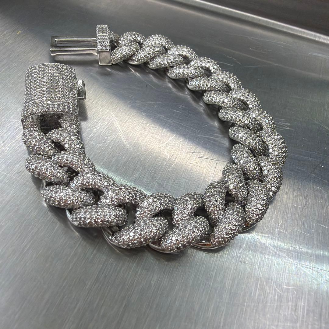 フルジルコニア マイアミキューバンチェーン ブレスレット CZダイヤ