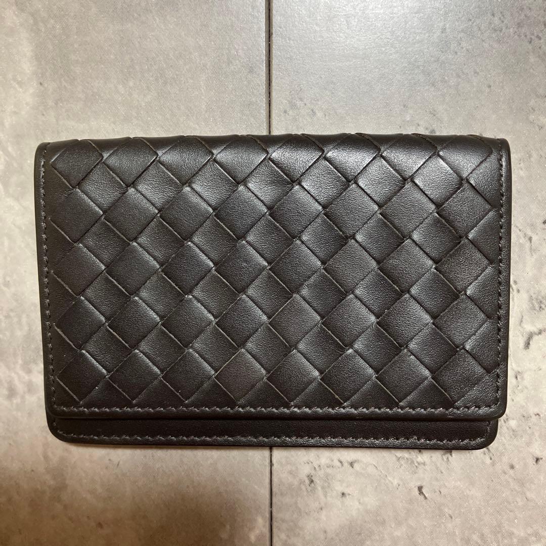 【美品】Bottega Veneta 名刺入れ イントレチャート ダークブラウン