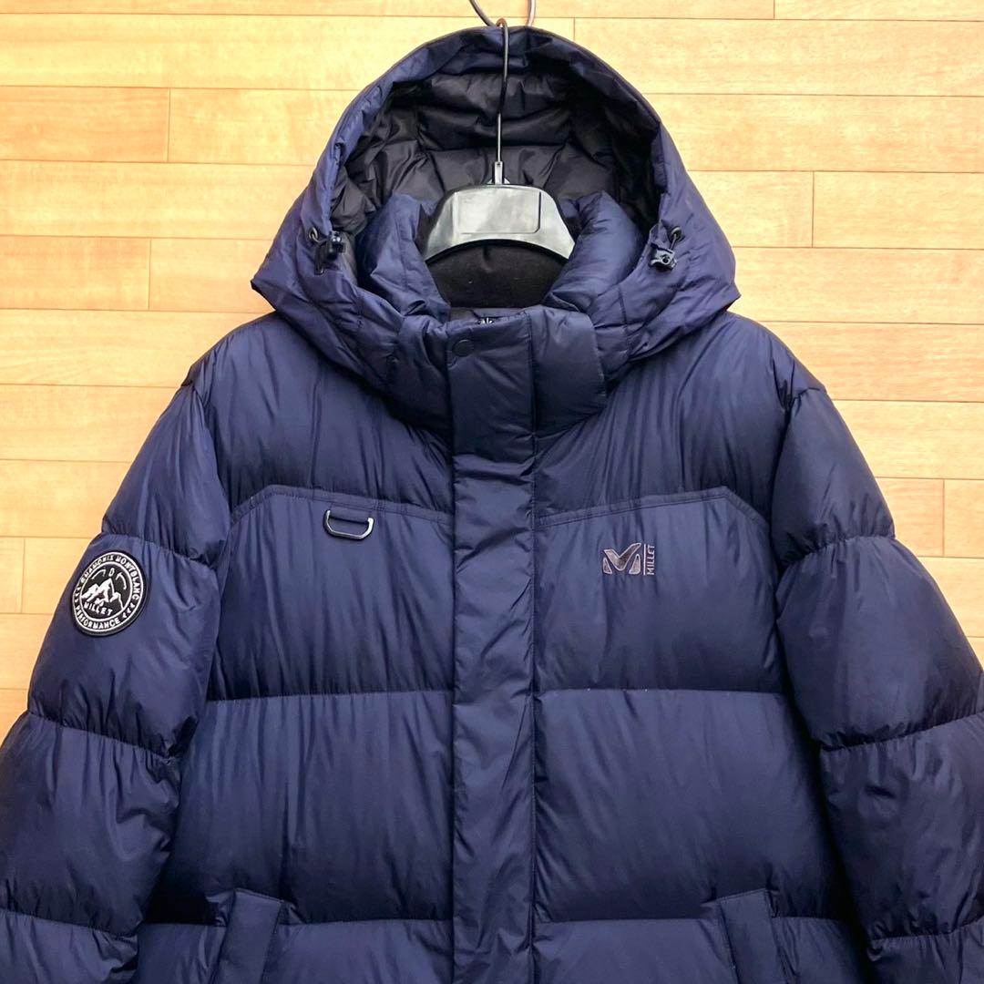 L ミレー ダウンコート ロングダウンジャケット ベンチコート 紺 millet