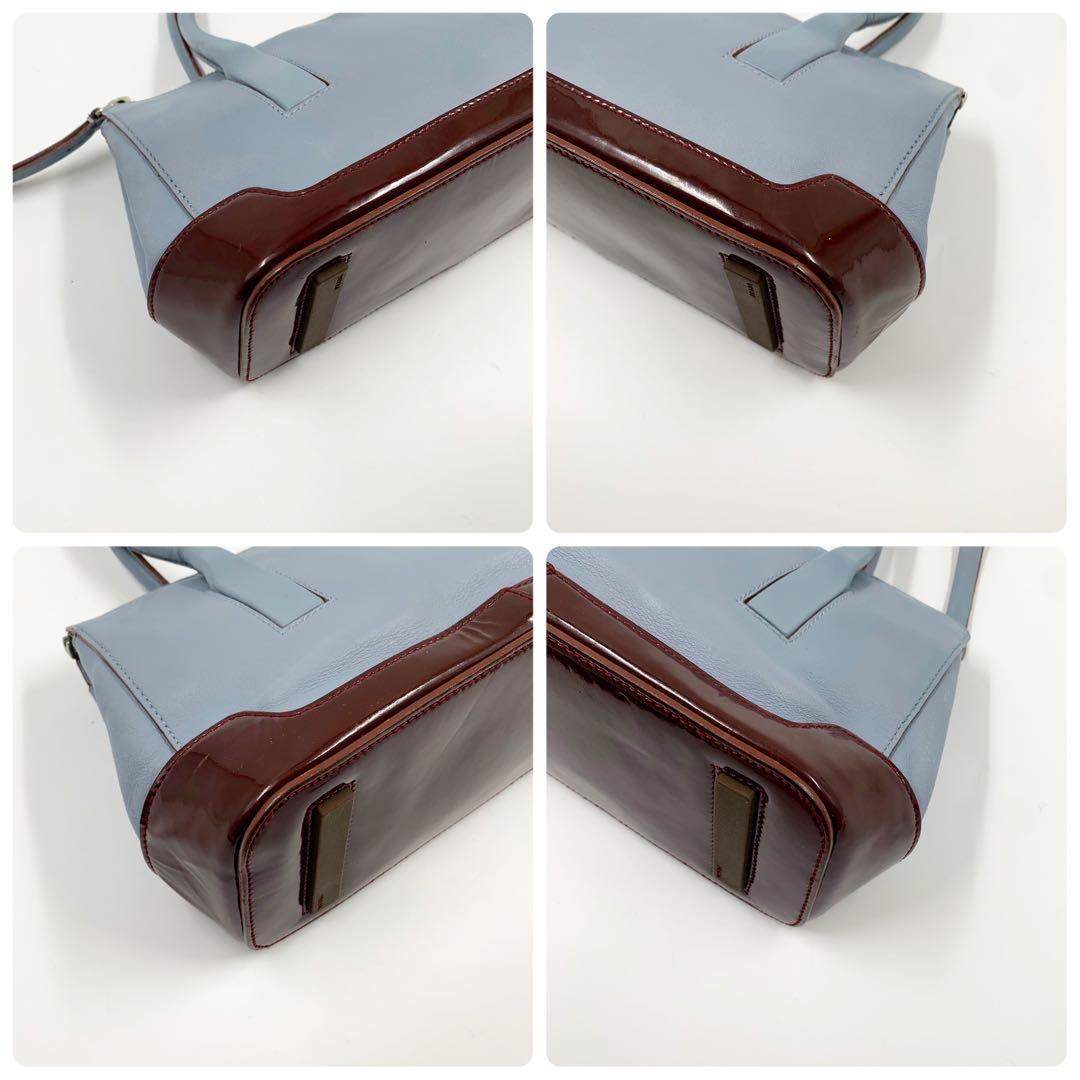 【✨美品✨】プラダ ミニボストンバッグ レザー ライトブルー 財布付き