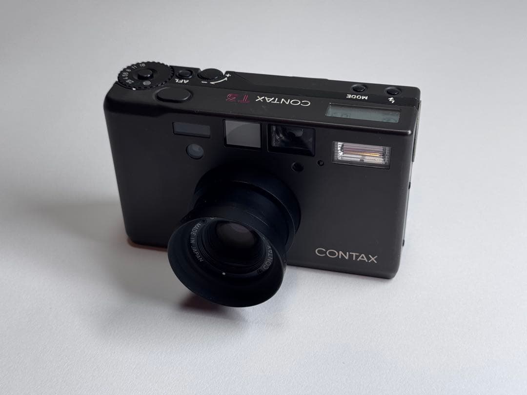 CONTAX T3 ブラック 前期 コンパクトフィルムカメラ フードキャップ付き