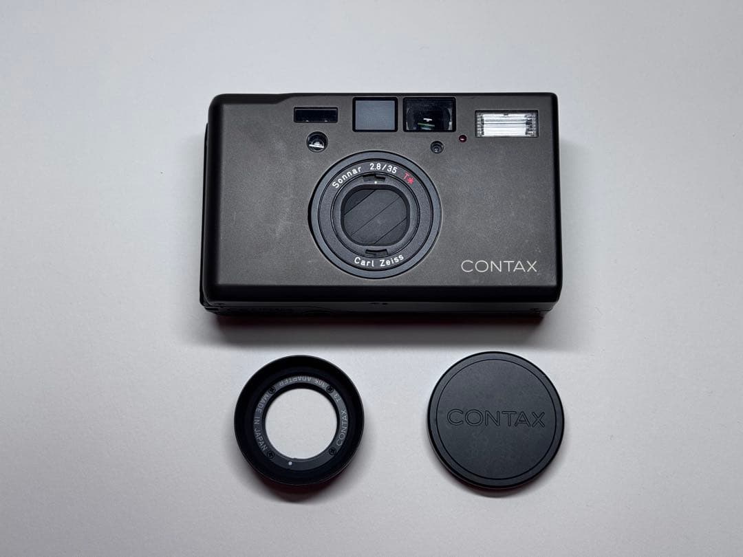 CONTAX T3 ブラック 前期 コンパクトフィルムカメラ フードキャップ付き