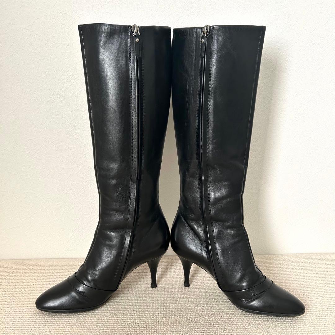 美品 ルイヴィトン ロングブーツ レザー 黒 23.5cm 36.5