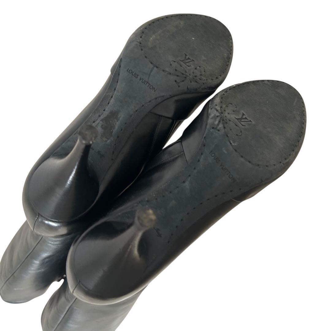 美品 ルイヴィトン ロングブーツ レザー 黒 23.5cm 36.5