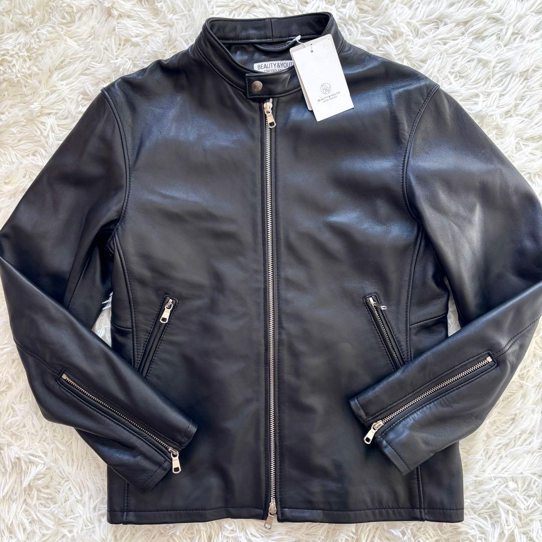 【タグ付未使用】羊革 ユナイテッドアローズ シングルライダースジャケット 黒