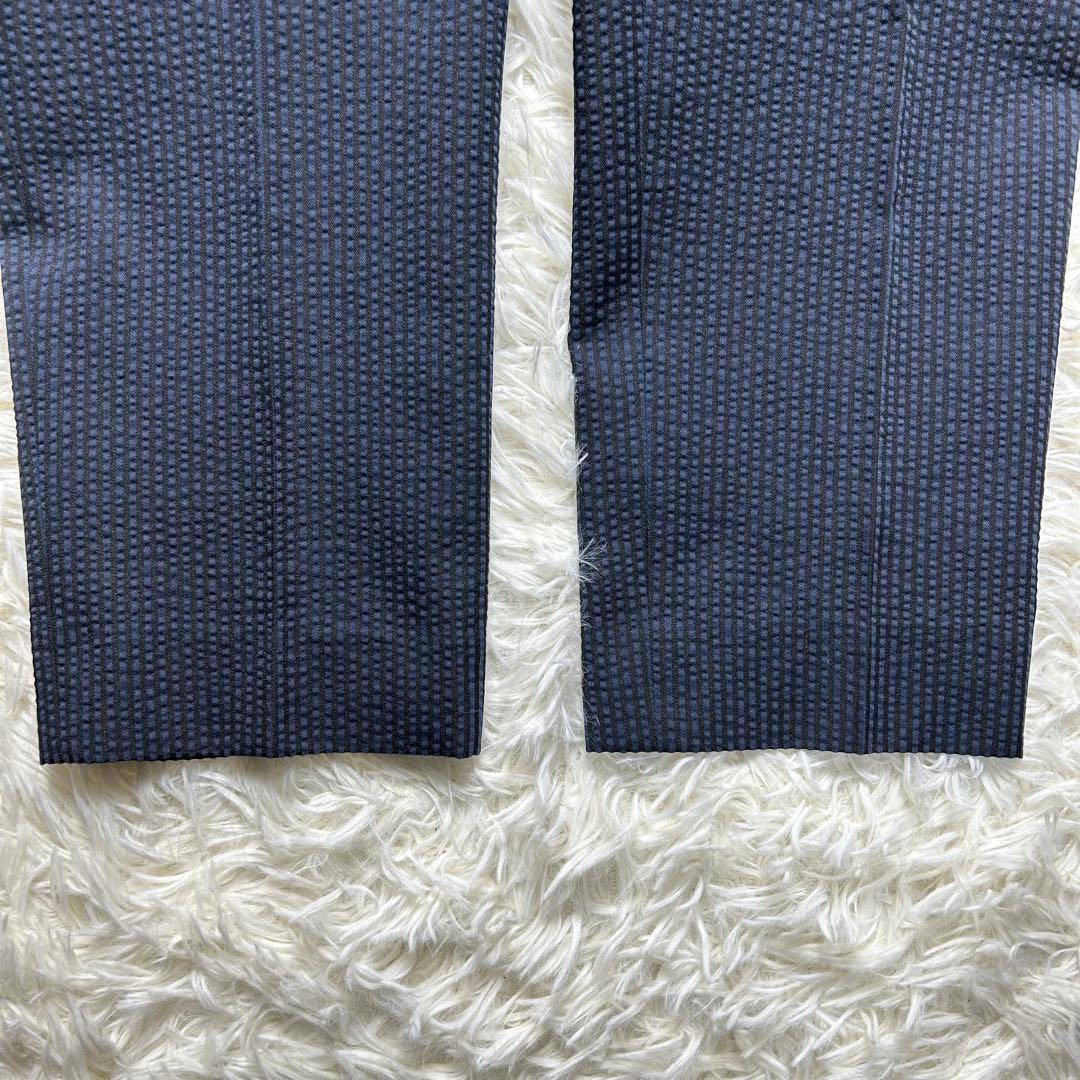 グリーンレーベルリラクシング シアサッカー パンツスーツ セットアップ ネイビー