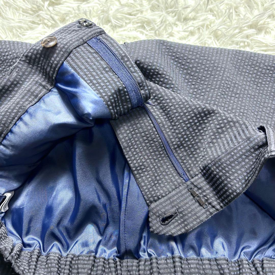 グリーンレーベルリラクシング シアサッカー パンツスーツ セットアップ ネイビー