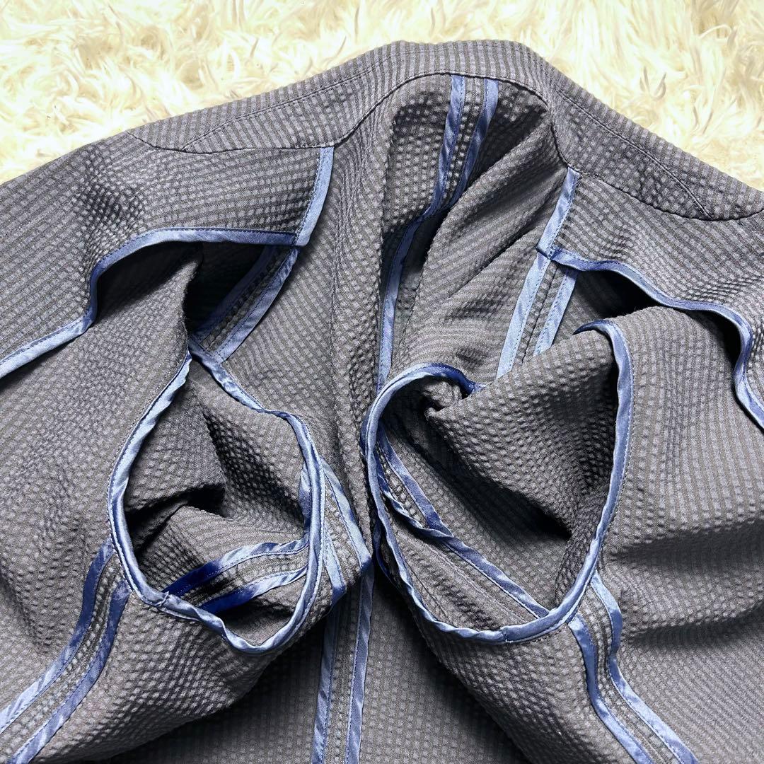 グリーンレーベルリラクシング シアサッカー パンツスーツ セットアップ ネイビー