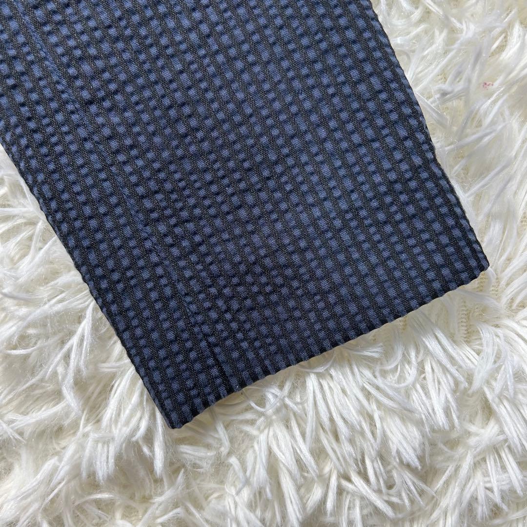 グリーンレーベルリラクシング シアサッカー パンツスーツ セットアップ ネイビー