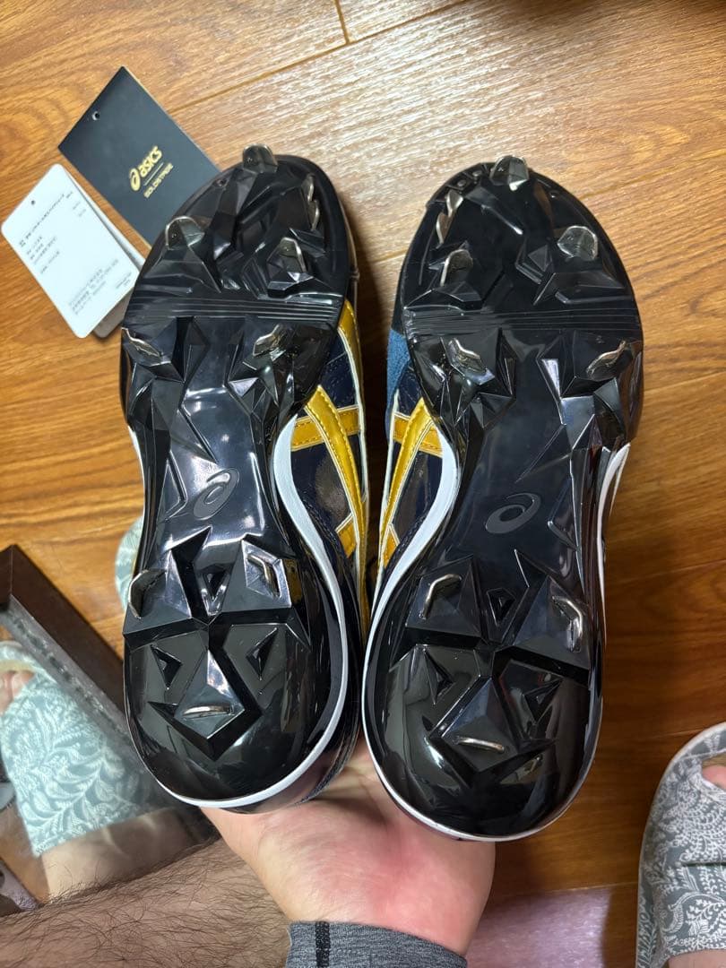 asics 野球スパイクシューズ ネイビー/ゴールド　サイズ27センチ