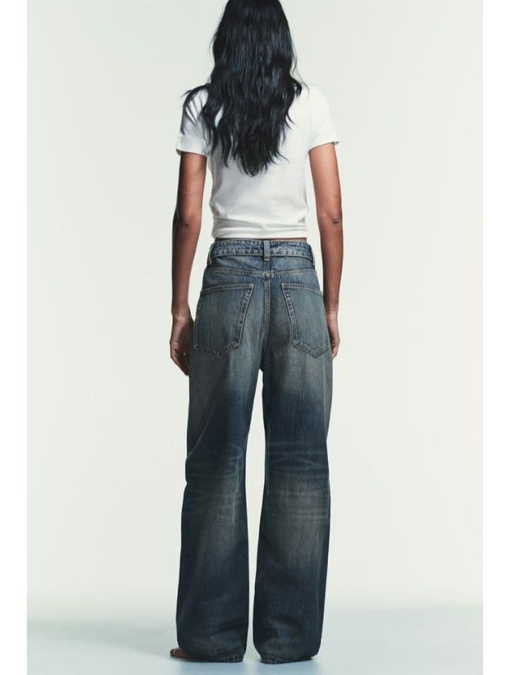 完売品 ZARA TRF ミッドライズ折り返しウエストデニムパンツ 34