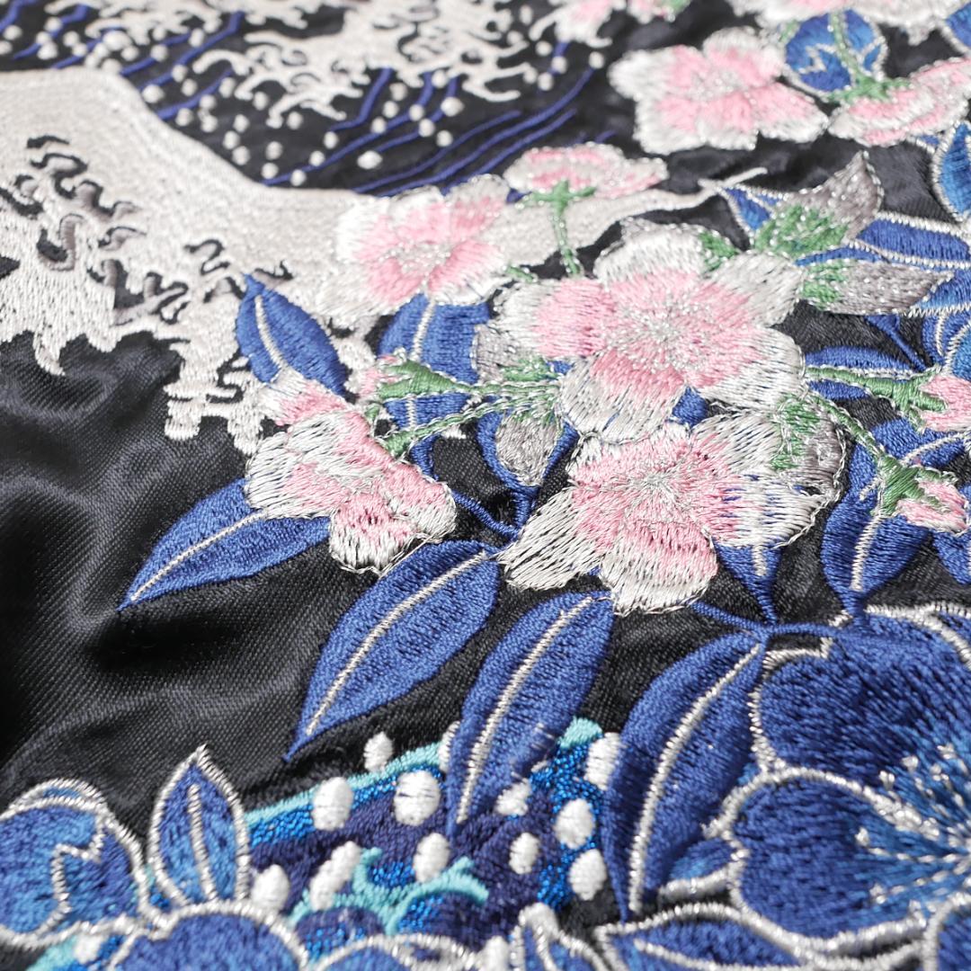 極美品【絡繰魂】スカジャン XXL ザトウクジラ 和柄 リバーシブル 桜 刺繍