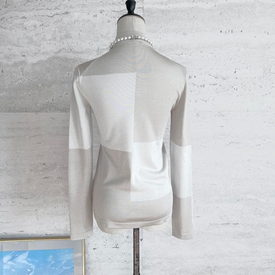 美品★HERMES★艶シルク★モダンアート★グレージュ★ニット