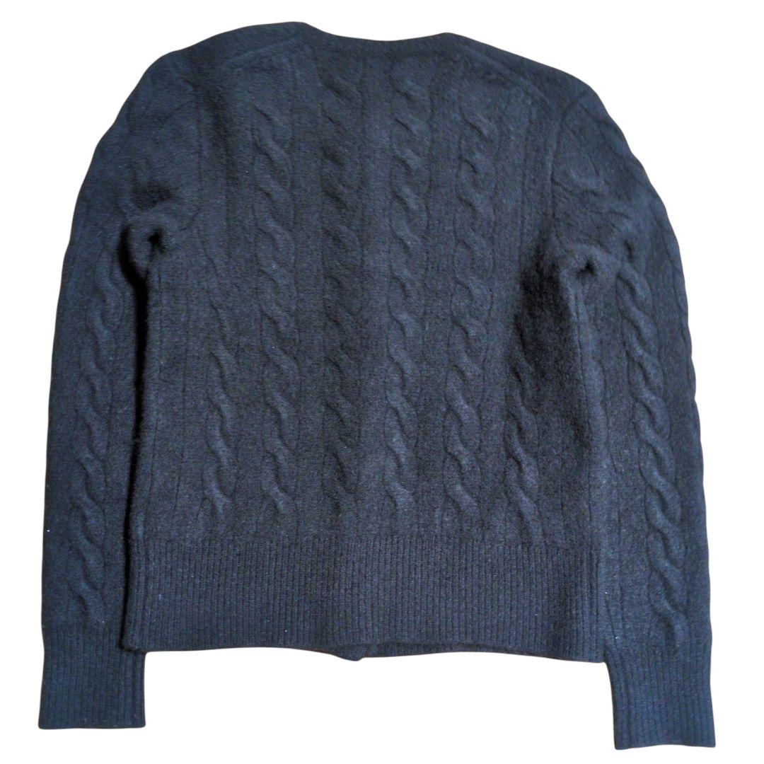 ポロラルフローレン ケーブルニット カーディガン カシミヤ混 ホース刺繍 黒