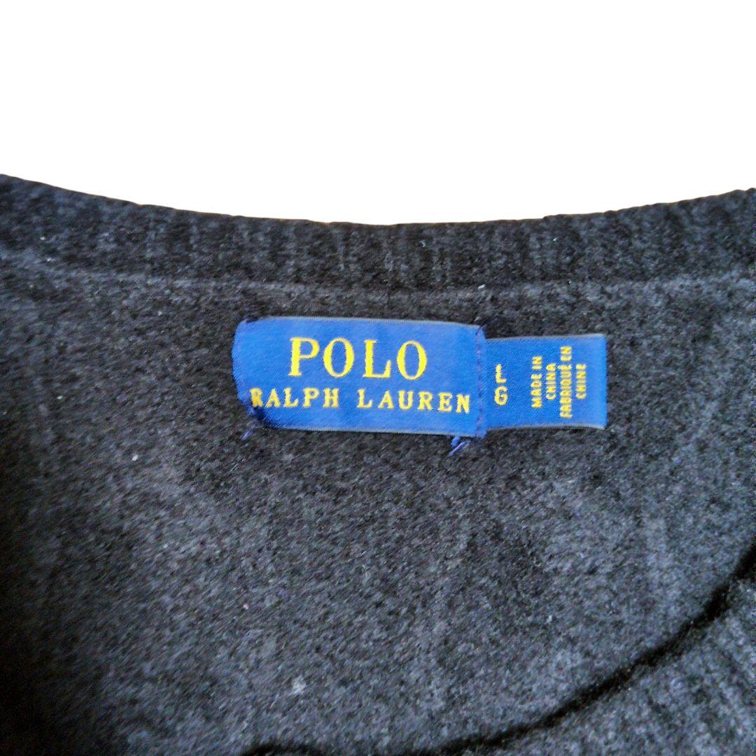 ポロラルフローレン ケーブルニット カーディガン カシミヤ混 ホース刺繍 黒