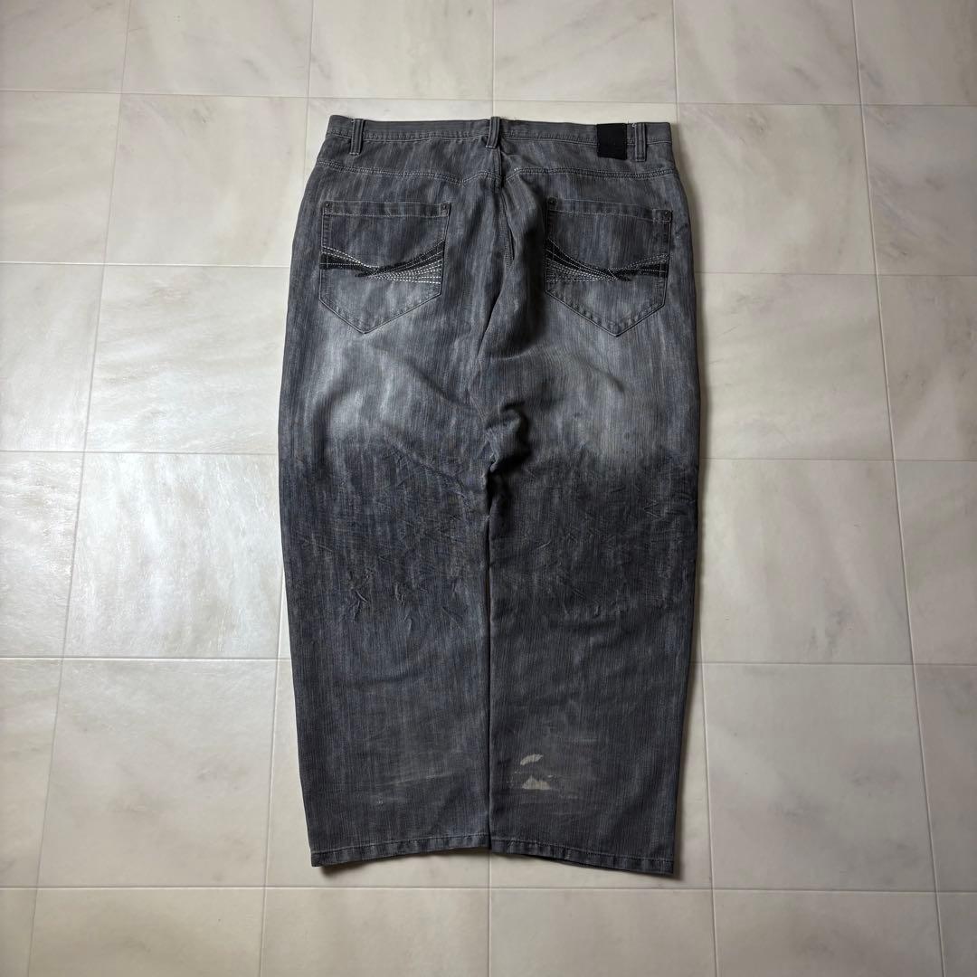 サウスポール フェード 超極太 オーバーサイズ ブラックデニム バギーパンツ