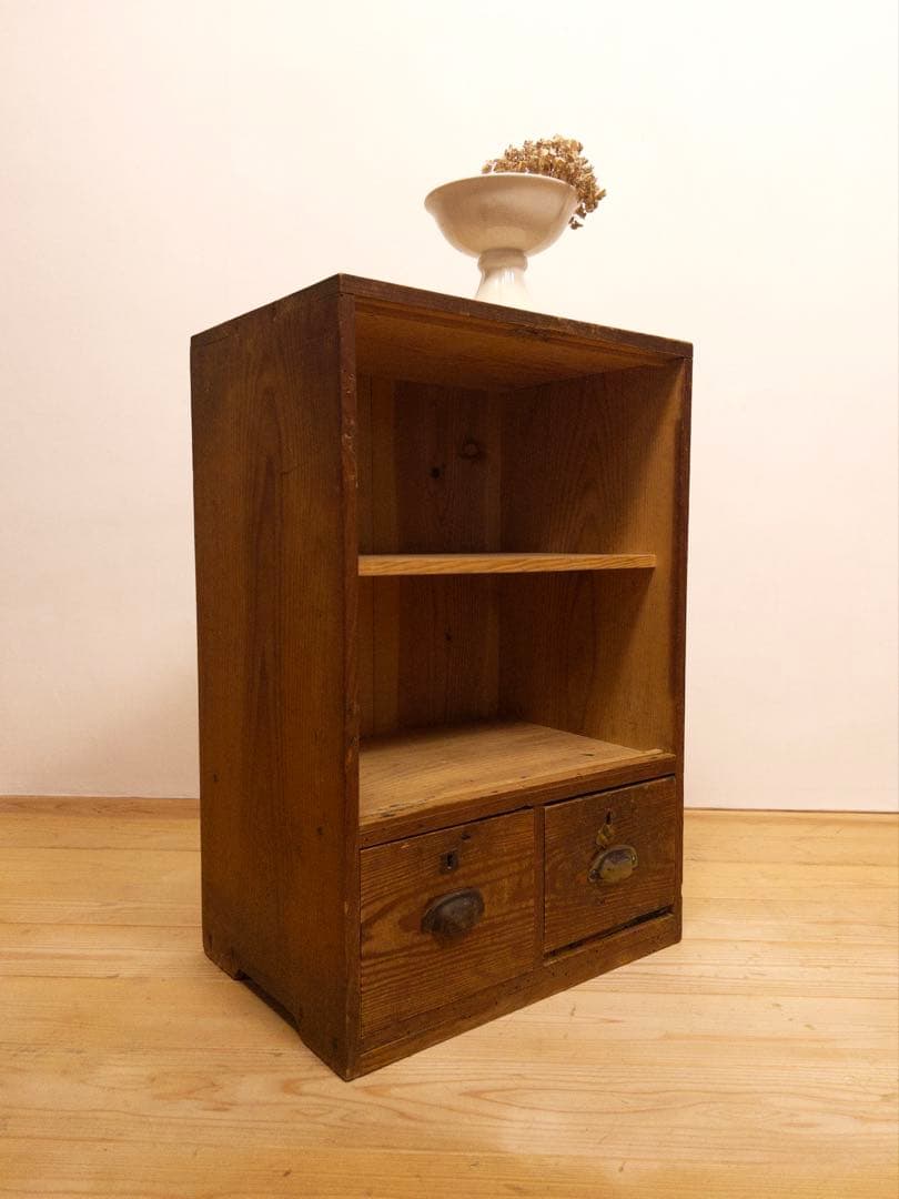 引き出し付き　木製　収納棚　古道具　古家具　和家具　ビンテージ　アンティーク