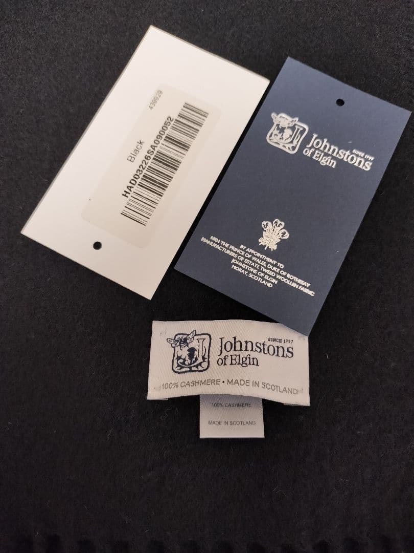 ジョンストンズ　大判カシミヤ100ストール　　　　 ブラック