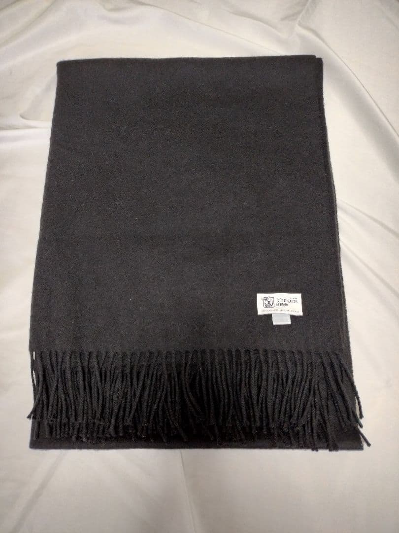 ジョンストンズ　大判カシミヤ100ストール　　　　 ブラック