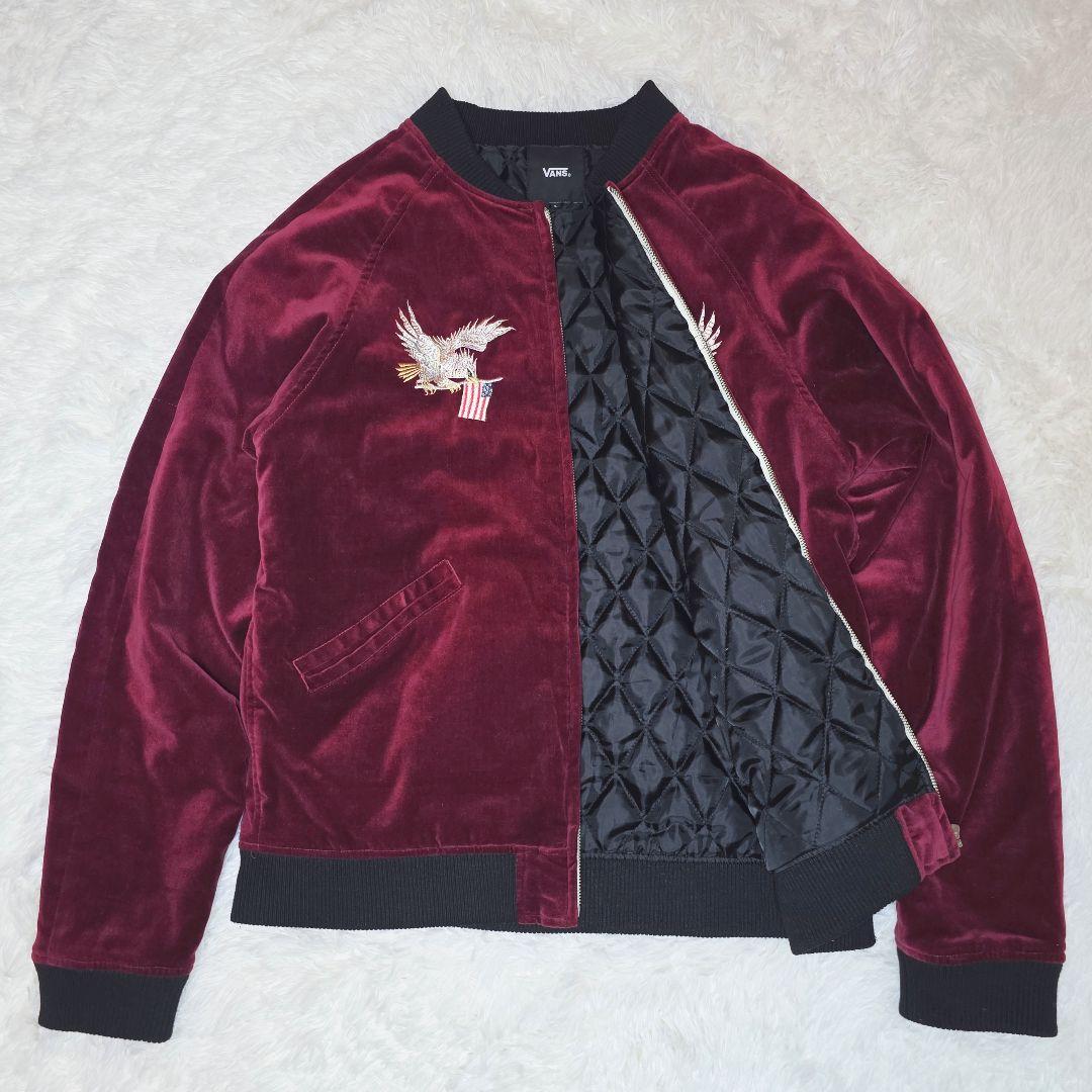 VANS バンズ スカジャン 別珍 ベロア L相当 刺繍 ボルドー ワインレッド