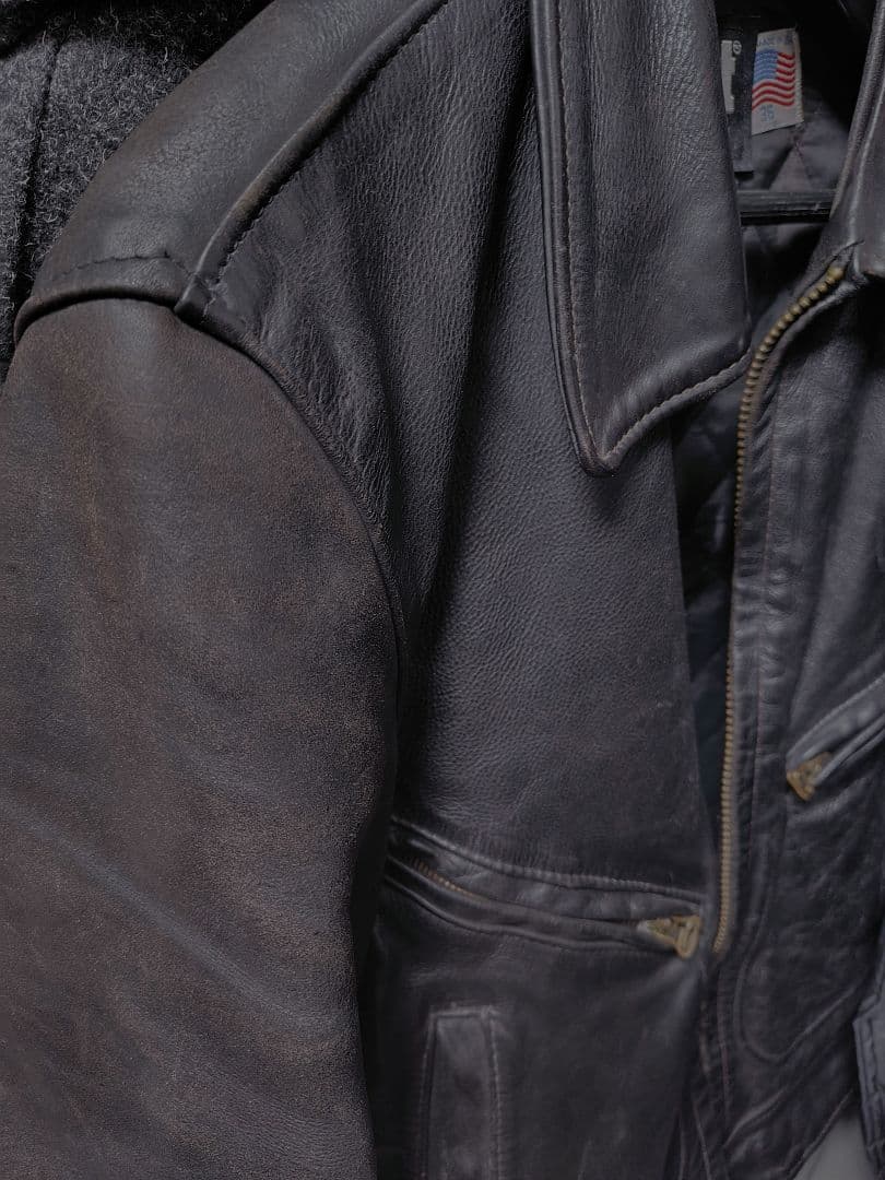 Schott シングルライダース ブラック 茶芯