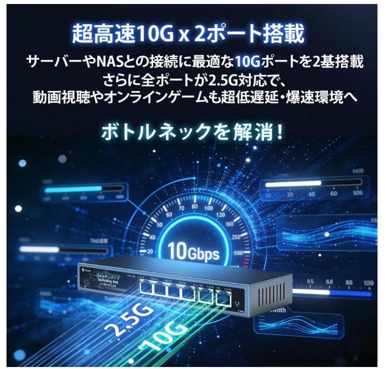 TOKAIZ スイッチングハブ 2026年最新 10GアップリンクTSH-10G