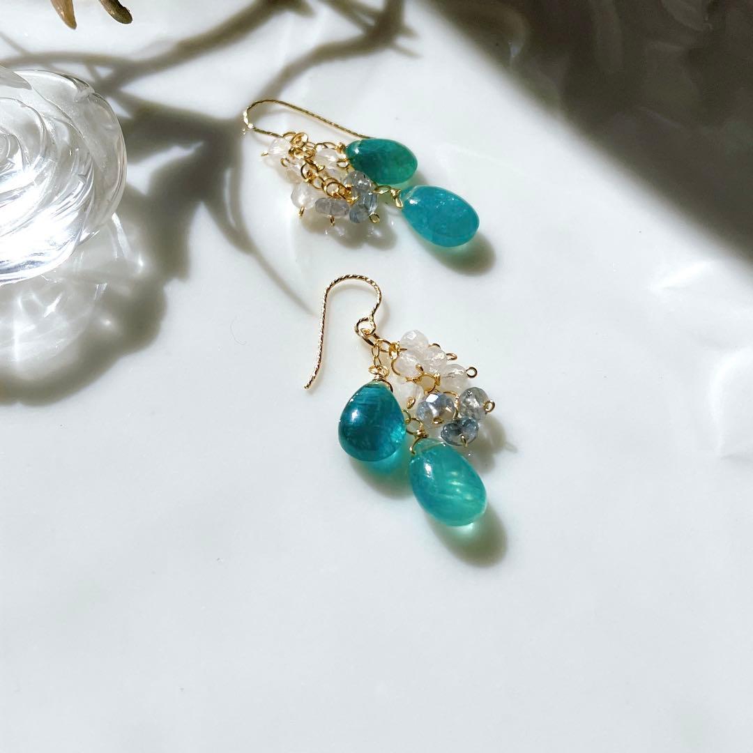 のんたん◆グランディディエライト×ブルームーンストーン×サファイアピアス