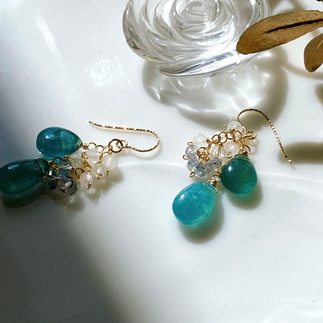 のんたん◆グランディディエライト×ブルームーンストーン×サファイアピアス