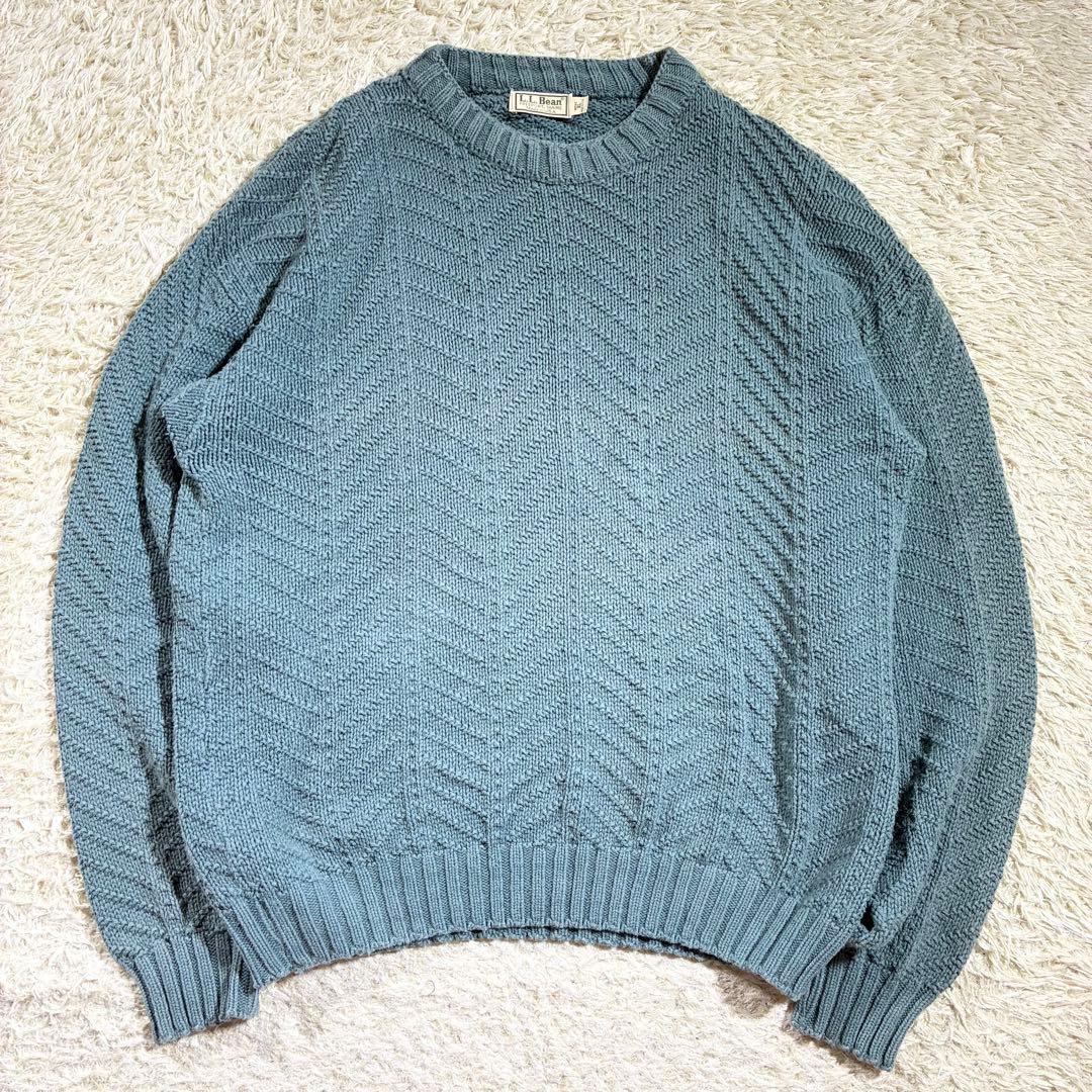 希少カラー　80s 90s L.L.bean コットンニット USA製 ラグラン