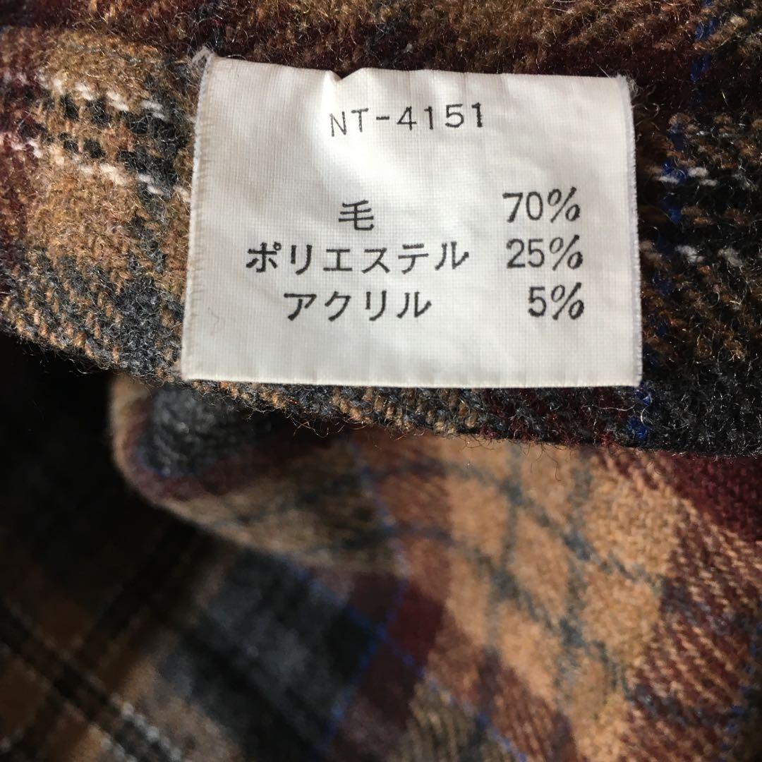 【個性派古着】ノースフェイス　日本製　長袖総柄デザインシャツ　チェック柄　M