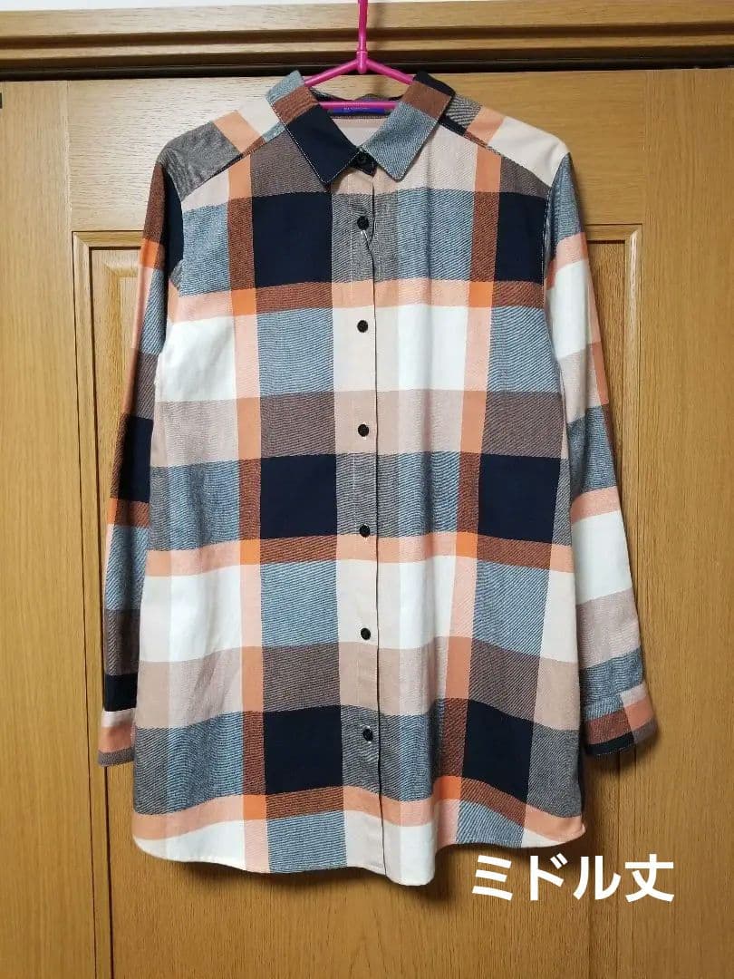 【新品】ブルーレーベルクレストブリッジ　ミドル丈　ネルシャツ　オレンジ　38　M