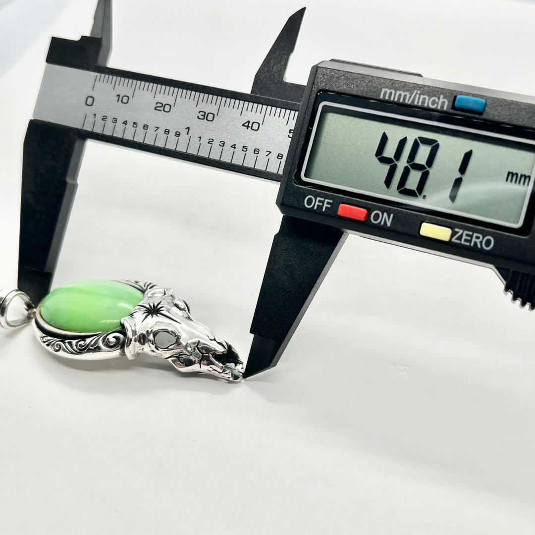 サード ペンダントトップ バッファロースカル グリーンターコイズ シルバー925