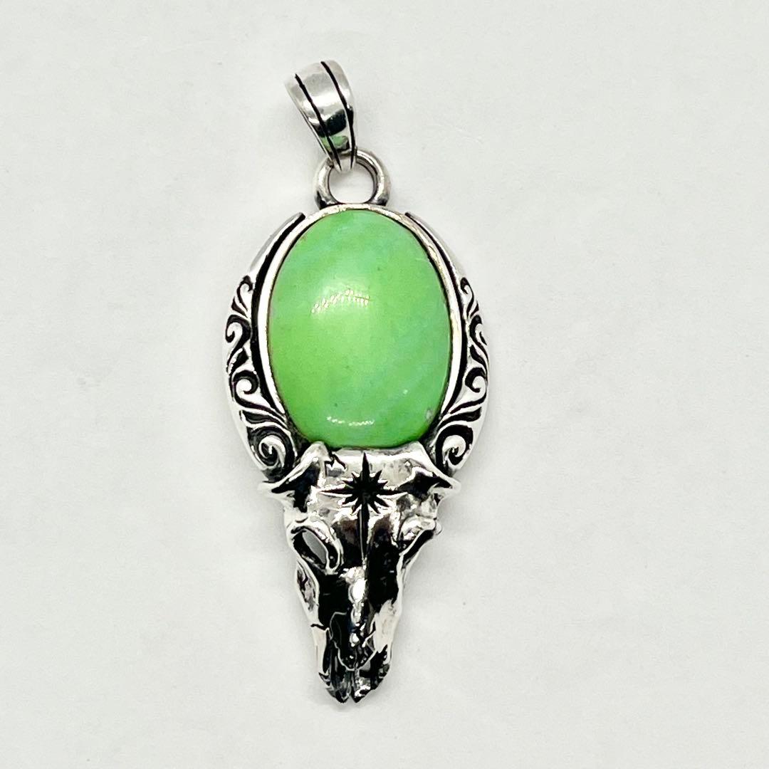 サード ペンダントトップ バッファロースカル グリーンターコイズ シルバー925